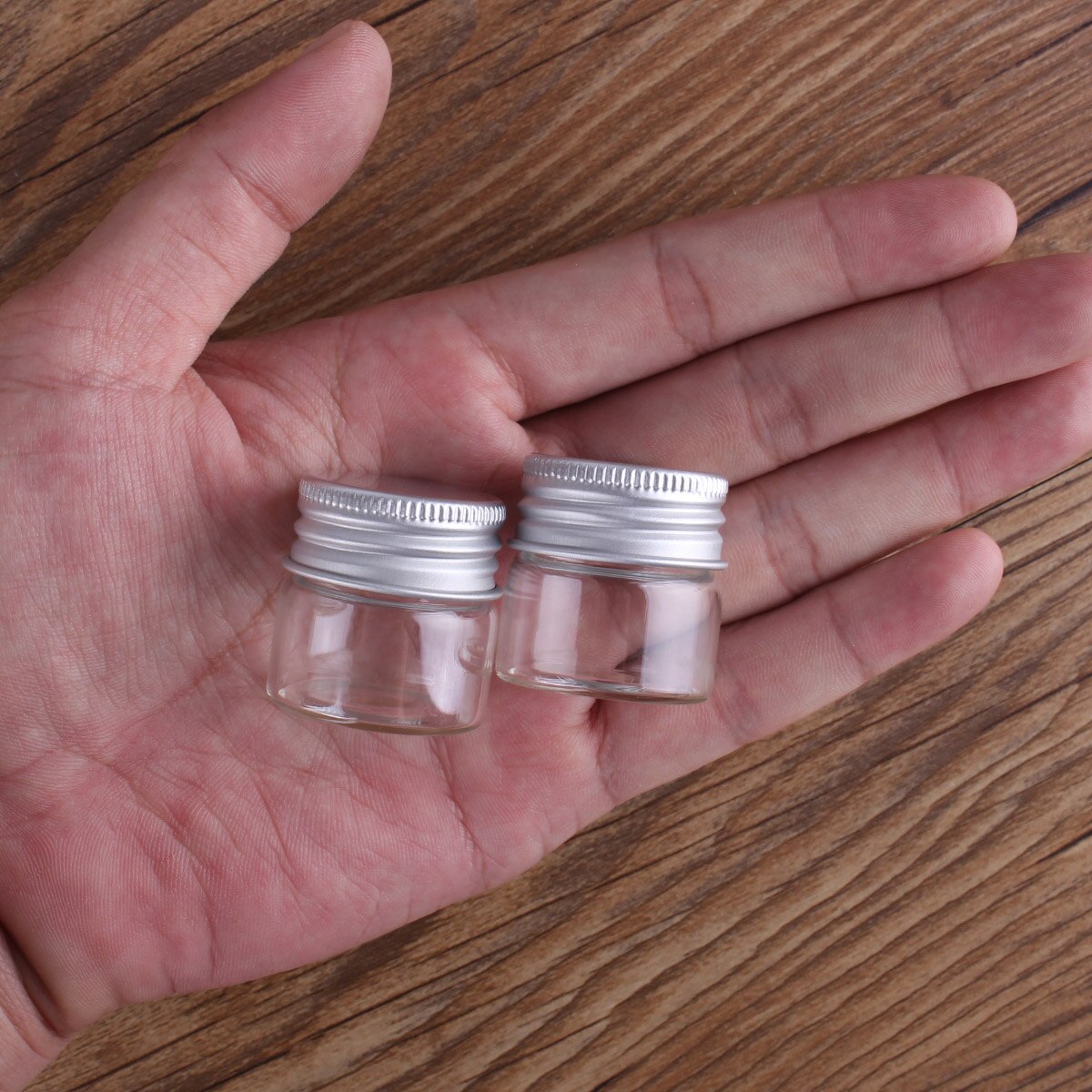 24 sztuk 10ml małe szklane butelki z aluminium czapki 30*30mm szklane słoiki fiolki przezroczyste pojemniki szklane buteleczki robić perfum