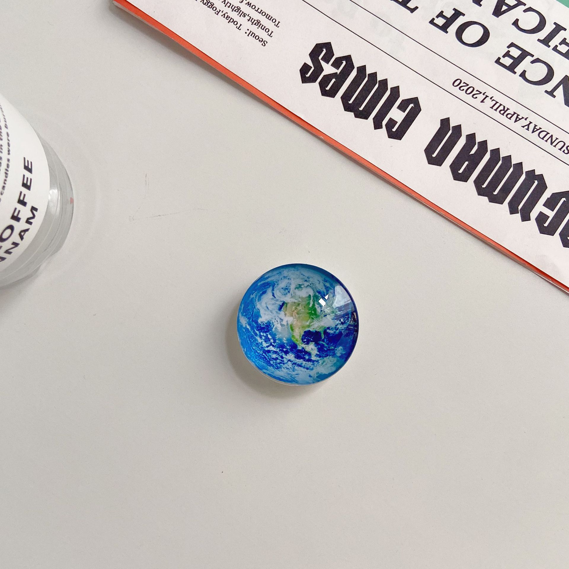 eins Korea Epoxid Ball Griff Tok Halterung Für praktisch fallen Schwarz und Weiß Schachbrett Erde Mond Bälle Griptok Ring Halfter: Erde