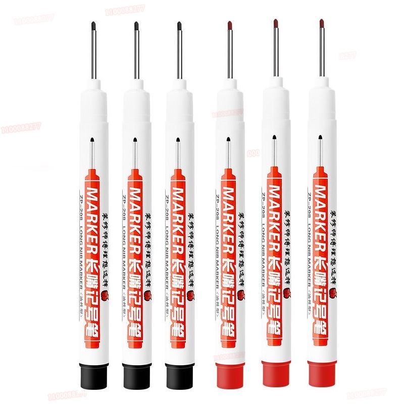 Rotulador de Punta larga de 6 piezas, puede agregar tinta, agujero profundo, bolígrafo largo, escribir tinta blanca y negra, posicionamiento de fábrica multipropósito, Punta 0,7-1,0: Gris claro