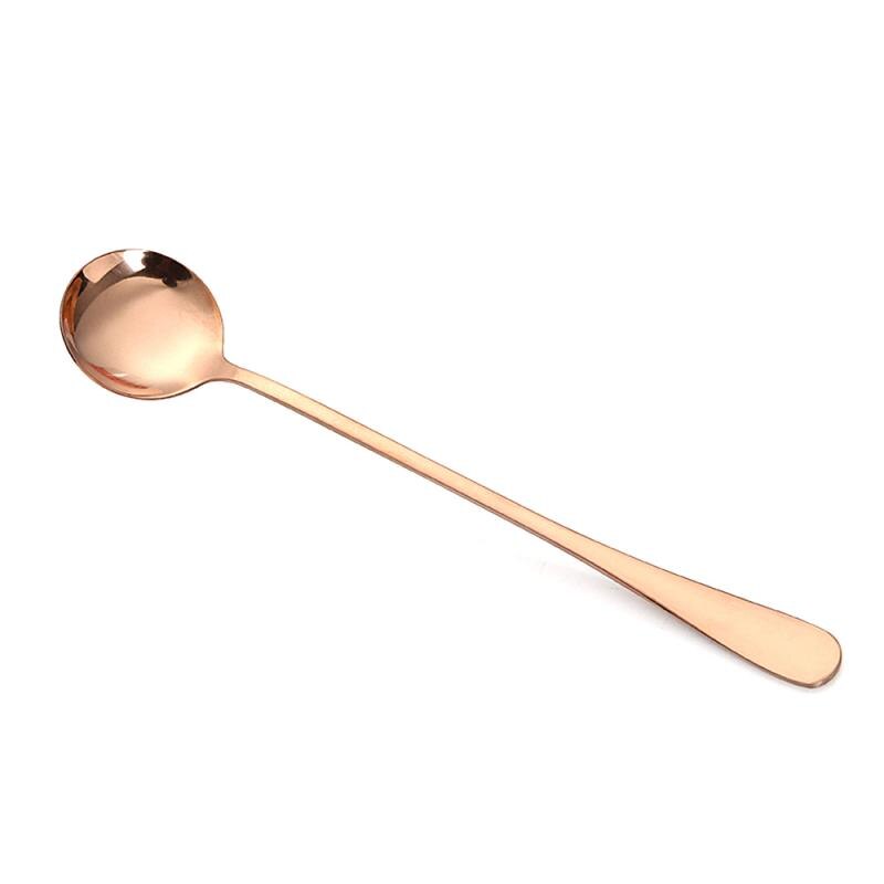 Stainless Steel Coffee Spoons Teaspoons Mixing Spoons Sugar Spoon Family Soup Spoon Kitchen Cooking Spoon Drink Tableware: rose gold