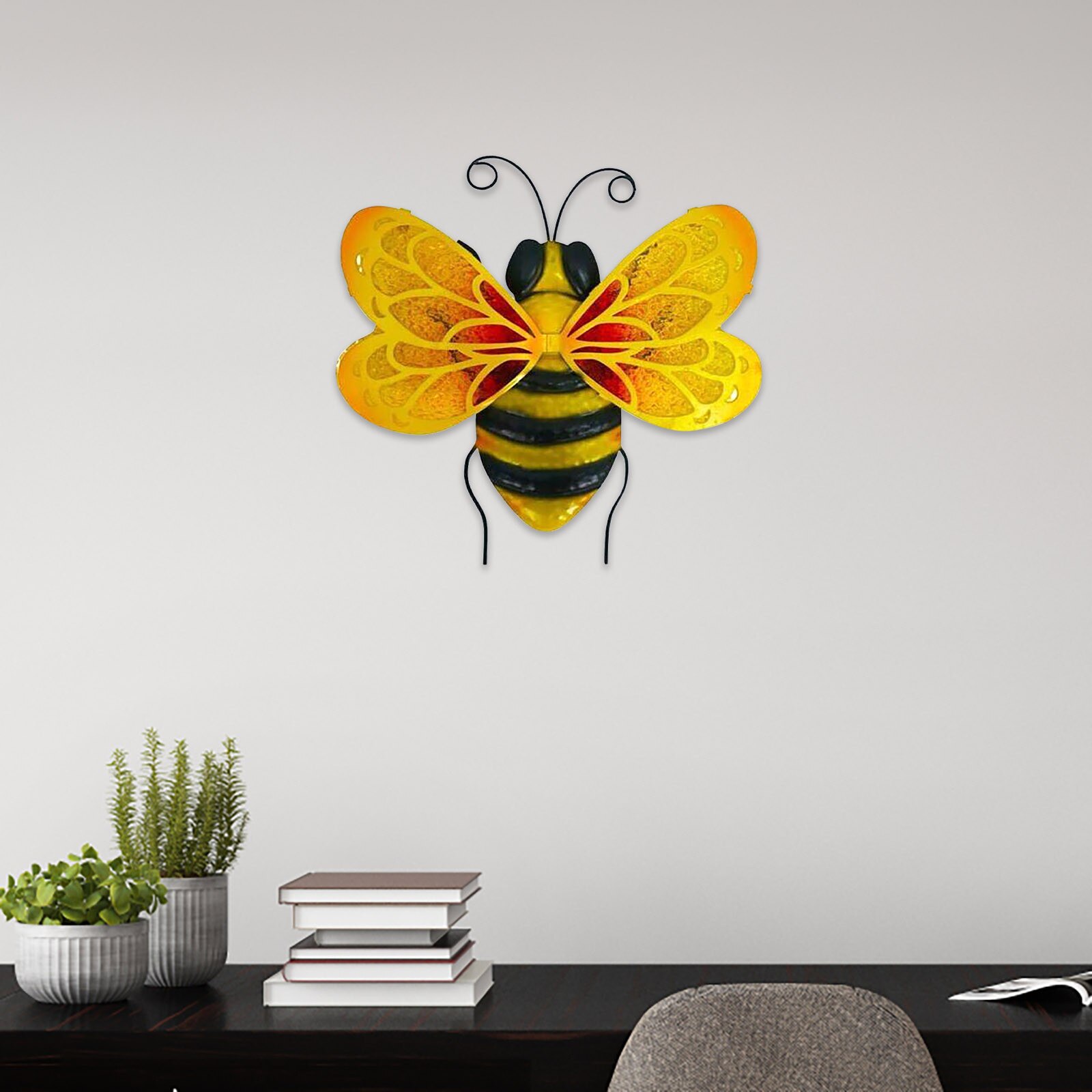 Metal Bumble Bee Wall Ornament 3d Sculpture Figurines Wall Home Hanging Garden Accents Yard Fence Bumblebee Art Decoration