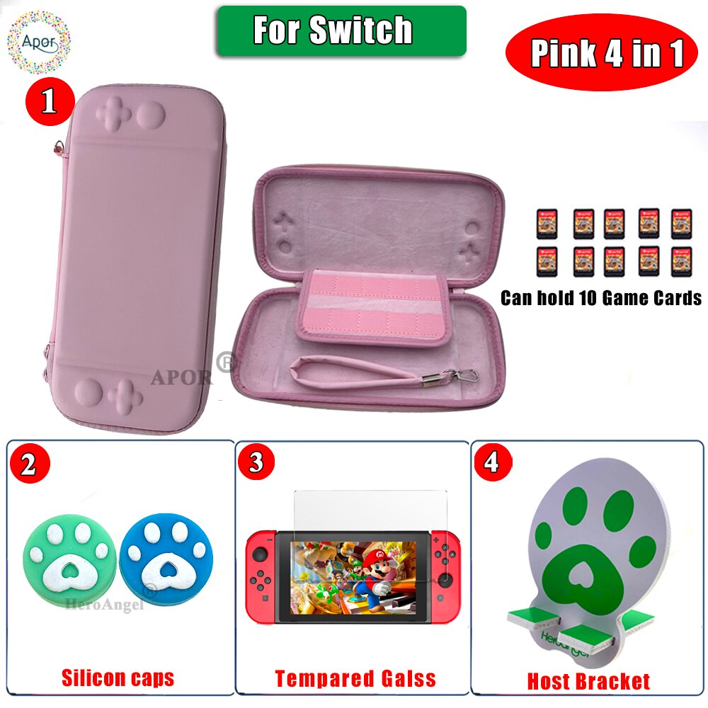 4 in 1 Gioco sacchetto di Immagazzinaggio del Sacchetto Duro di Accessori Da Viaggio Trasporta il Sacchetto di Caso per Nintendo Switch per NS Nintend Interruttore Dello Schermo caso della protezione