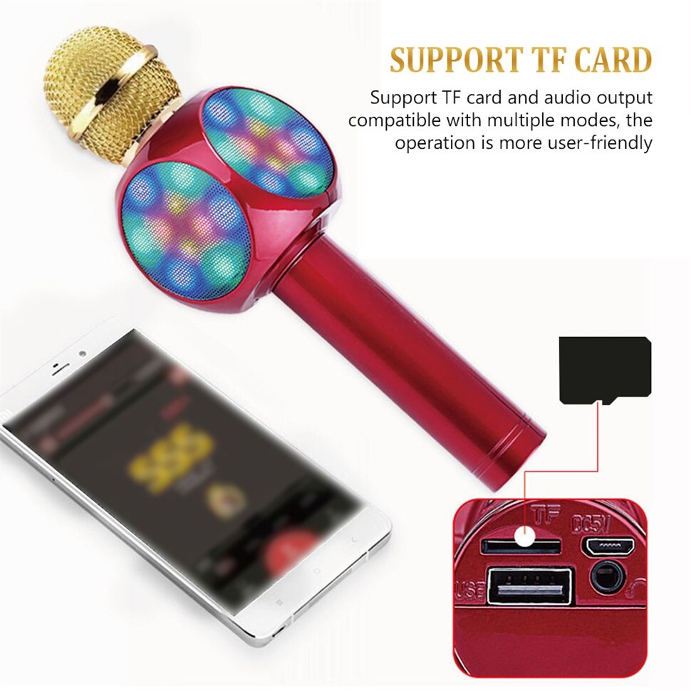 Usb mikrofon håndholdt afspiller syngende afspiller syngende optager mikrofon trådløs mikrofon karaoke mikrofon bluetooth højttaler