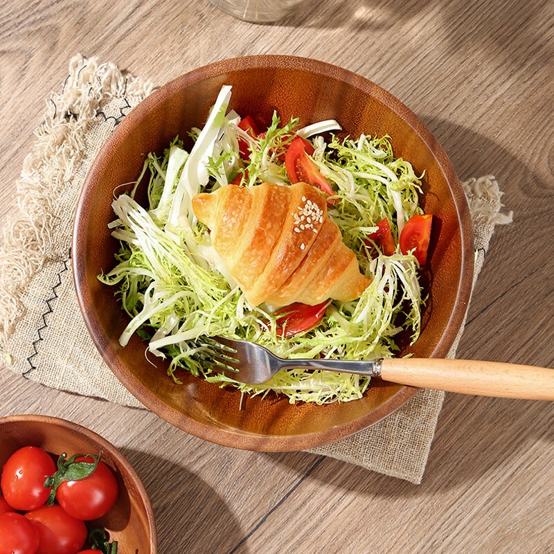 Tazón de madera maciza hecho a mano, tazón de arroz, ensalada, tazón de sopa, tazón grande pequeño de madera, cuenco para servir, vajilla de cocina, utensilios de madera 1 pieza