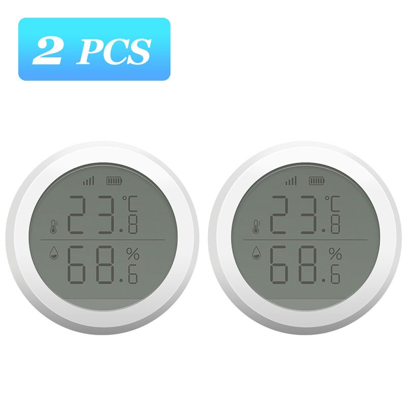 Tuya ZigBee Temperature Humidity Sensor Smart Home Hygrometer Thermometer LED Screen Display Works With Alexa Google Assistant: 2PCS