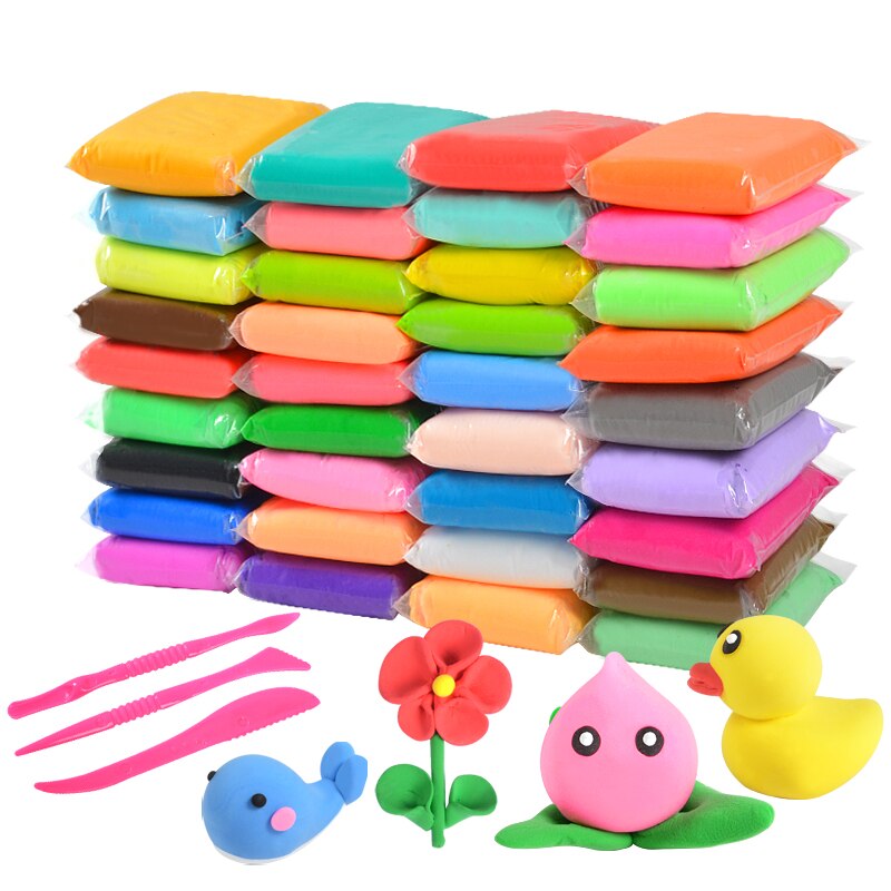 36 kleuren Playdough Air Droge Klei Polymeer Caly Gereedschap Modellering Licht DIY Plasticine Leren Kinderen Speelgoed Plasticine Zachte Blauwe Klei