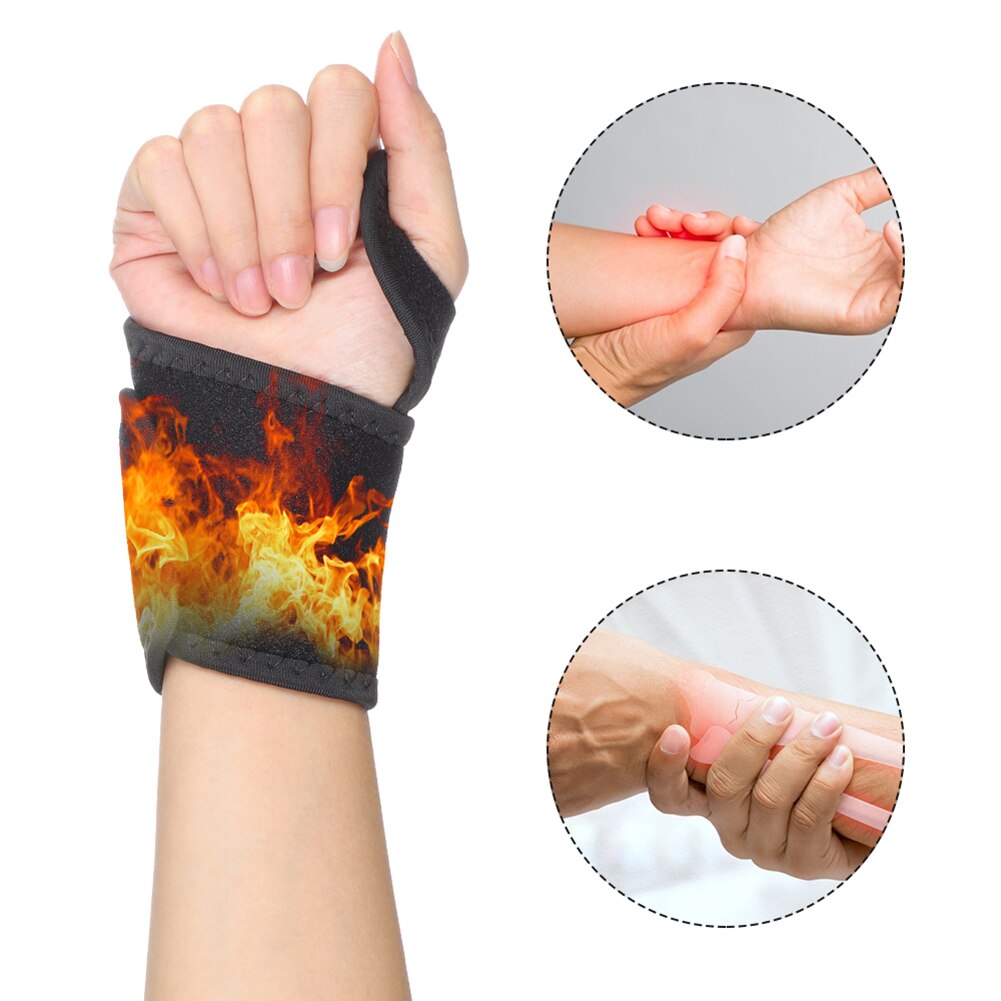 2 pieces magnetic therapy self-heating wrist support brace wrap heated hand warmer compression arthritis pain relief armband belt