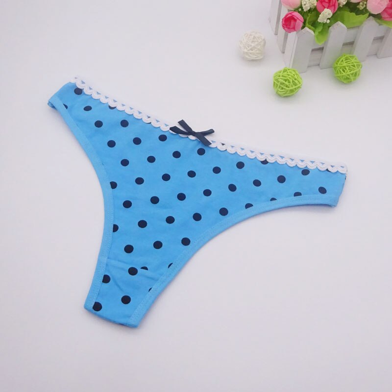 Moonflame 5 pcs/lots Underwear Women Dots Cute Women Cotton Thong M L XL 87341