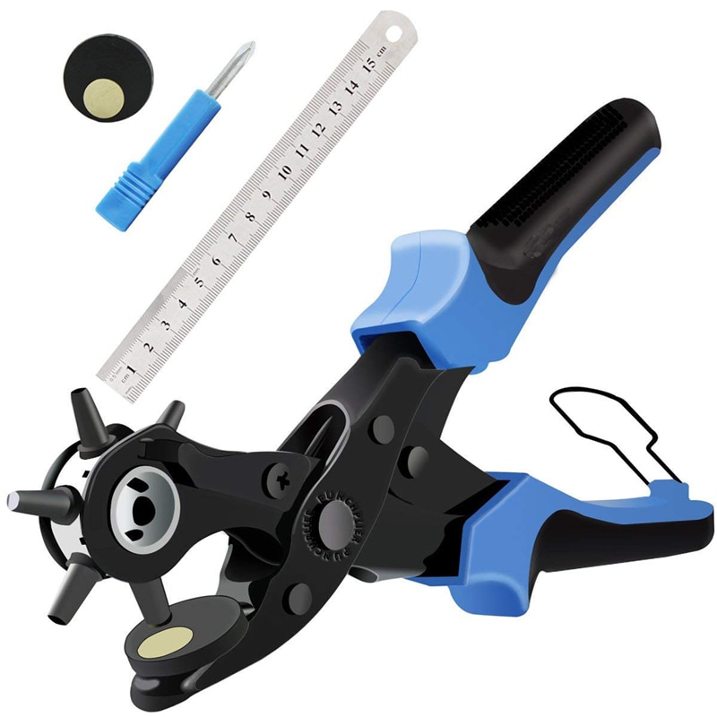 6 Holes Punch Plier Hole Punching Machine Round Hole Perforator Tool Make Hole Puncher For Watchband Cards Leather Belt