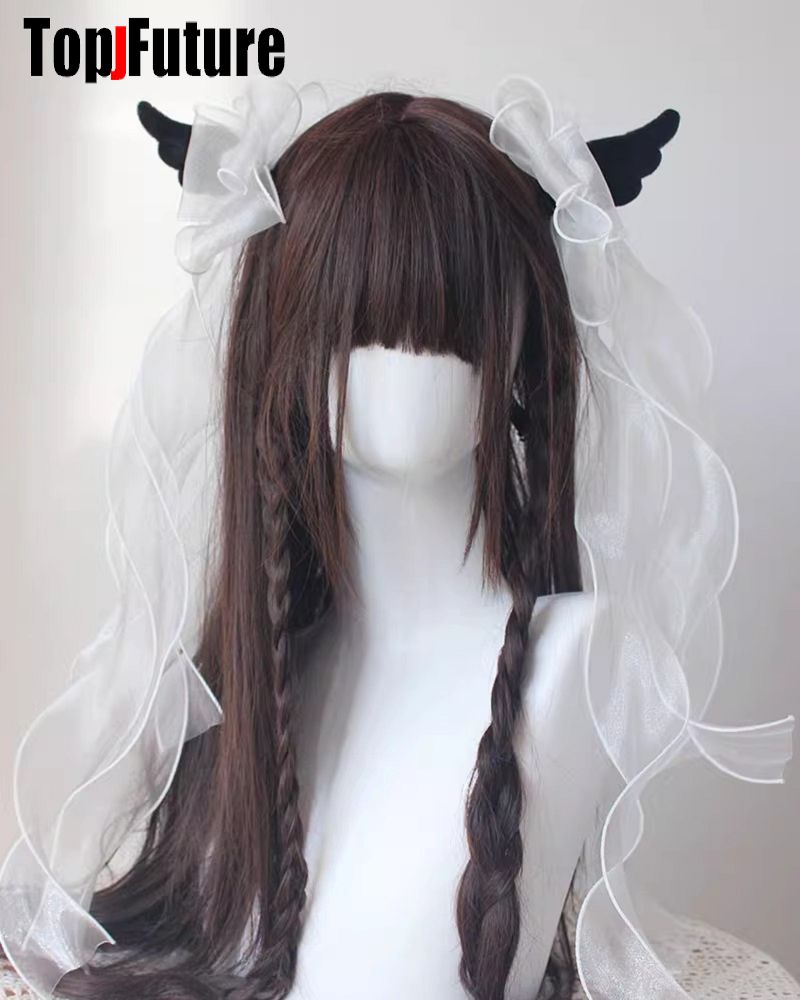 Presilha de cabelo com laço grande, asa de anjo, y2k, menina, harajuku, gótico, original, subcultura, acessórios, grampos de cabelo, presilhas de cabelo: Preto
