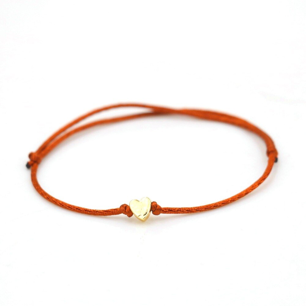 Coeur étoile couronne Simple fil rouge chaîne Bracelet pour femmes hommes bijoux faits à la main: brown heart