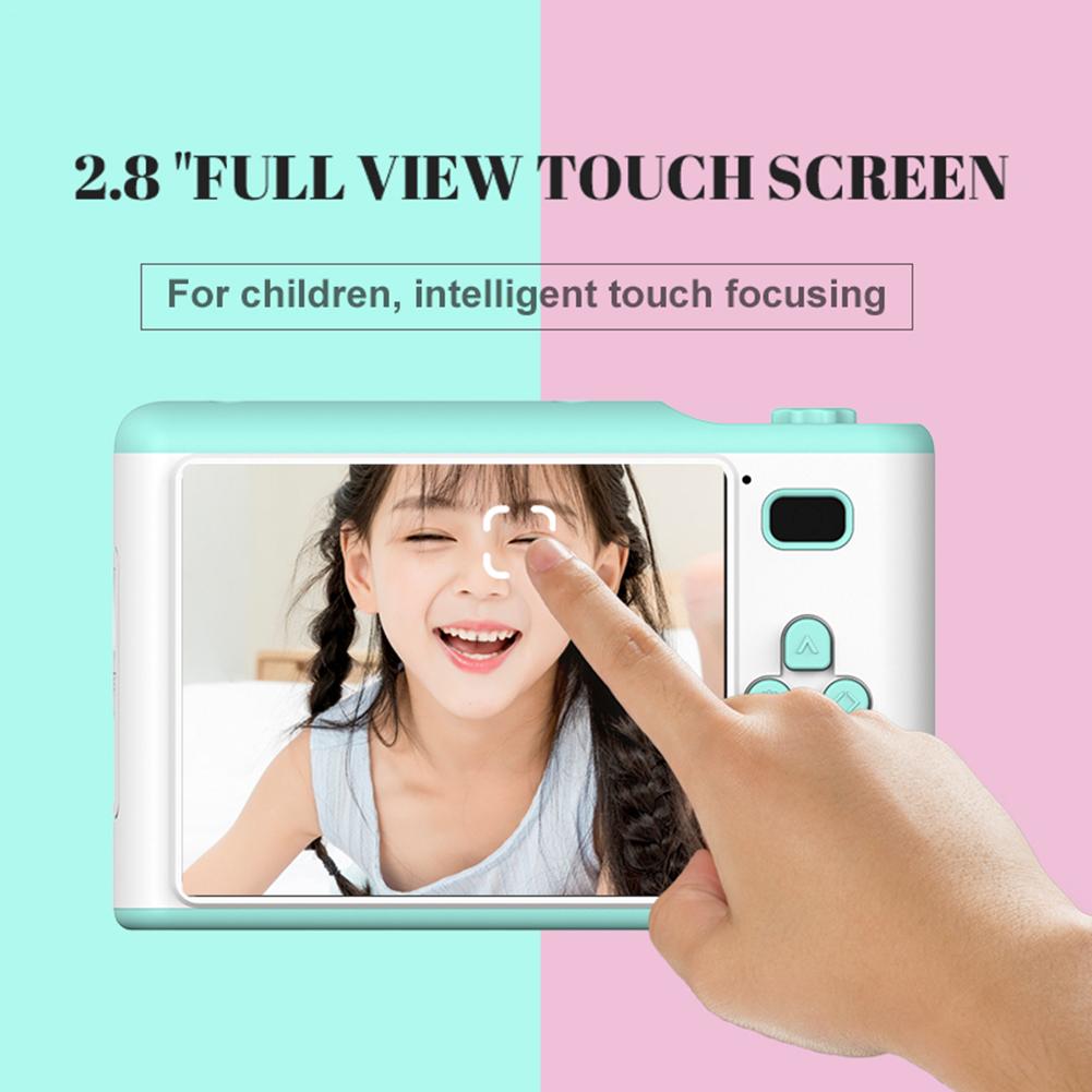 Cámara Digital con pantalla táctil de 2,8 "Full HD para niños, lente Dual de 18MP, para de cumpleaños, compatible con tarjeta TF, grabación de vídeo
