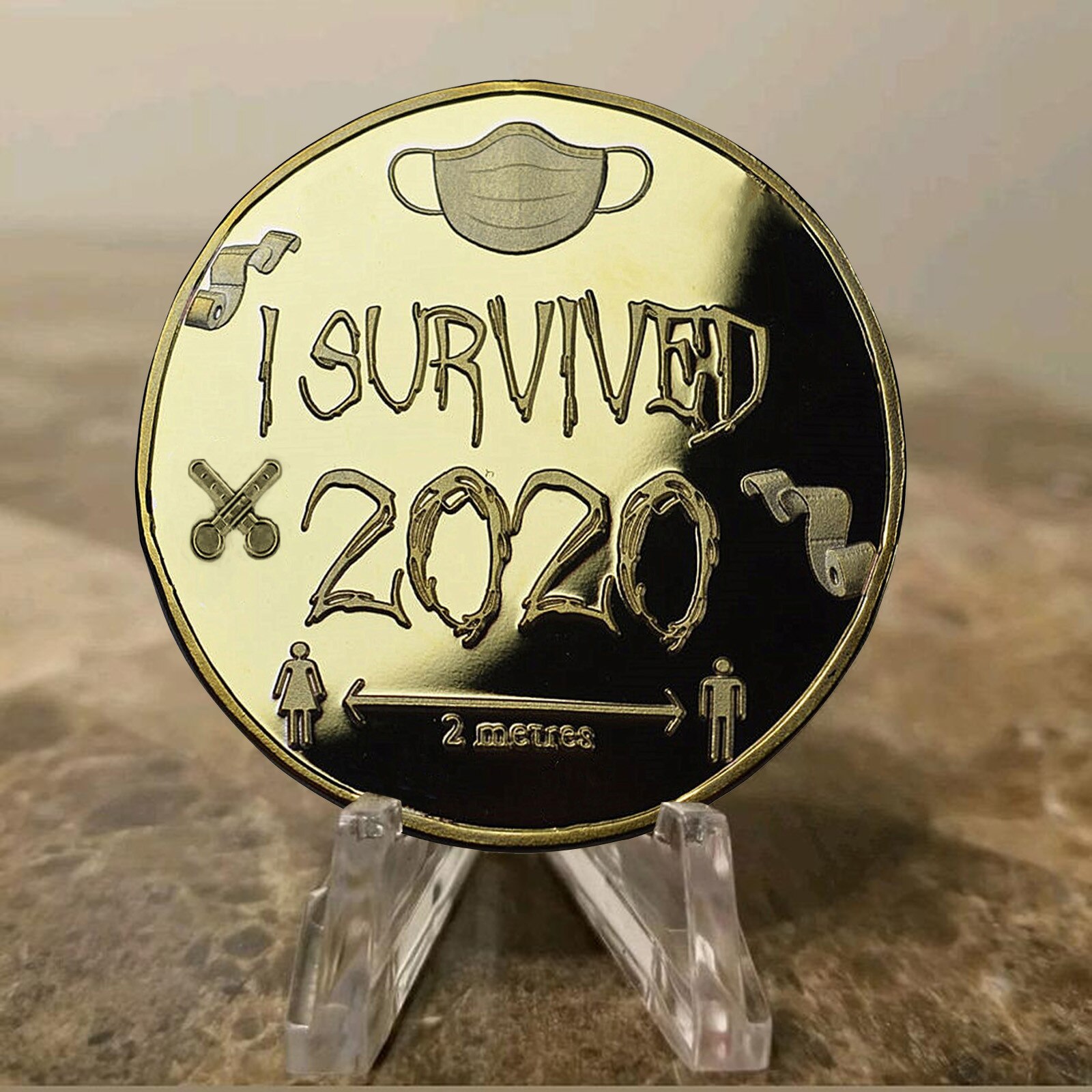 Mental Collection Metal Commemoratives Coin I Survived Commemorative Coin Memories Of The Past Special Souvenir: Gold 
