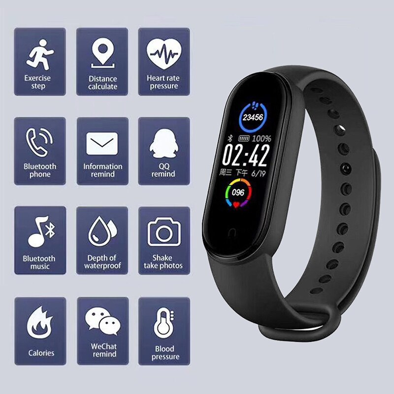 M5 Bluetooth Smart Band Fitness Armband IP67 Waterdicht Smart Horloge Bloeddruk Hartslag Monitoren Smart Polsbandjes