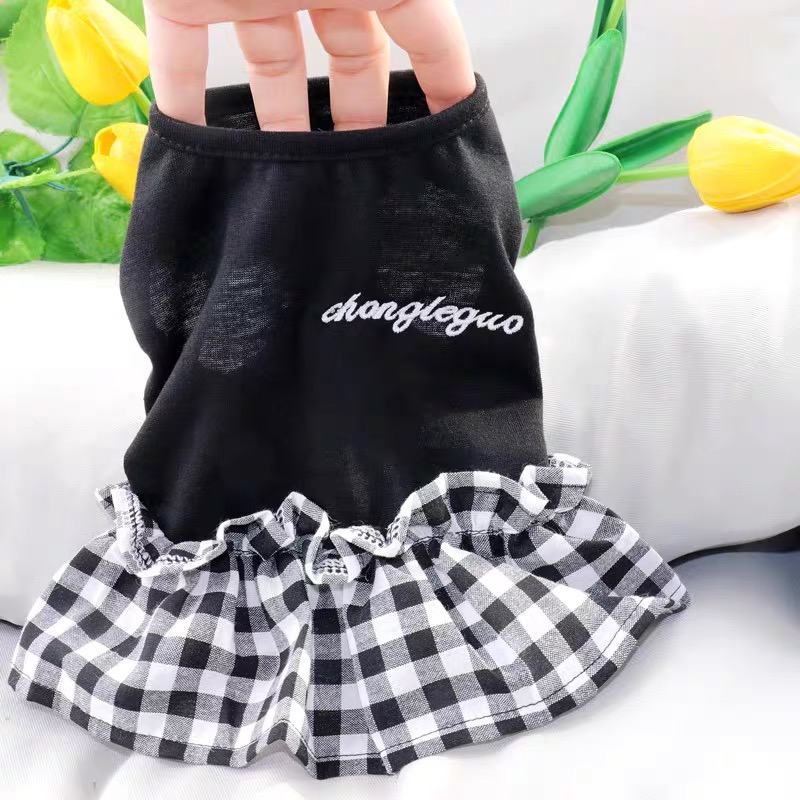 Vestido de princesa con lazo para perro, ropa de verano para perro, falda a rayas de lujo en blanco y negro, chaleco para perro, ropa para perros Chihuahua Bichon Yorkie: L / Rojo
