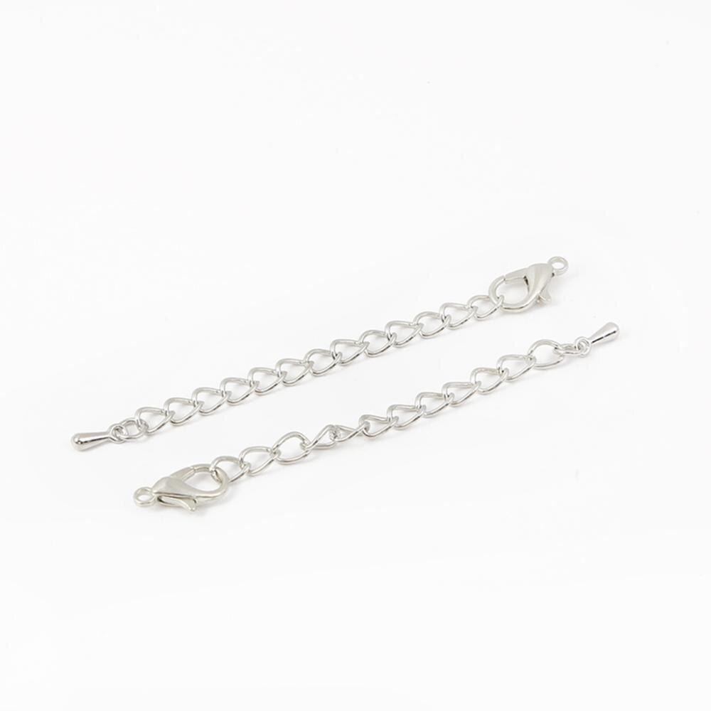 10 sztuk/partii 5.5cm metalowe żelazo rozszerzenie ogon łańcuch kropla wody karabińczyk dla DIY bransoletka naszyjnik akcesoria do wyrobu biżuterii: Rhodium