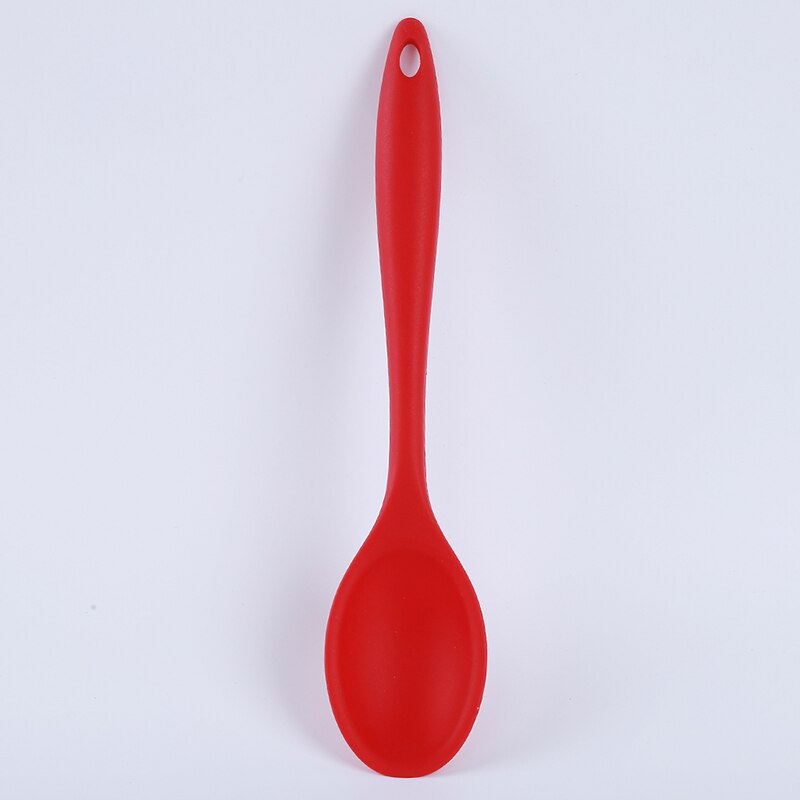 Food Grade Silicone Long-handled Rice Soup Spoon Kitchen Silicone Spoon Flatware Utensils Accessories Solid Color Kids Spoon