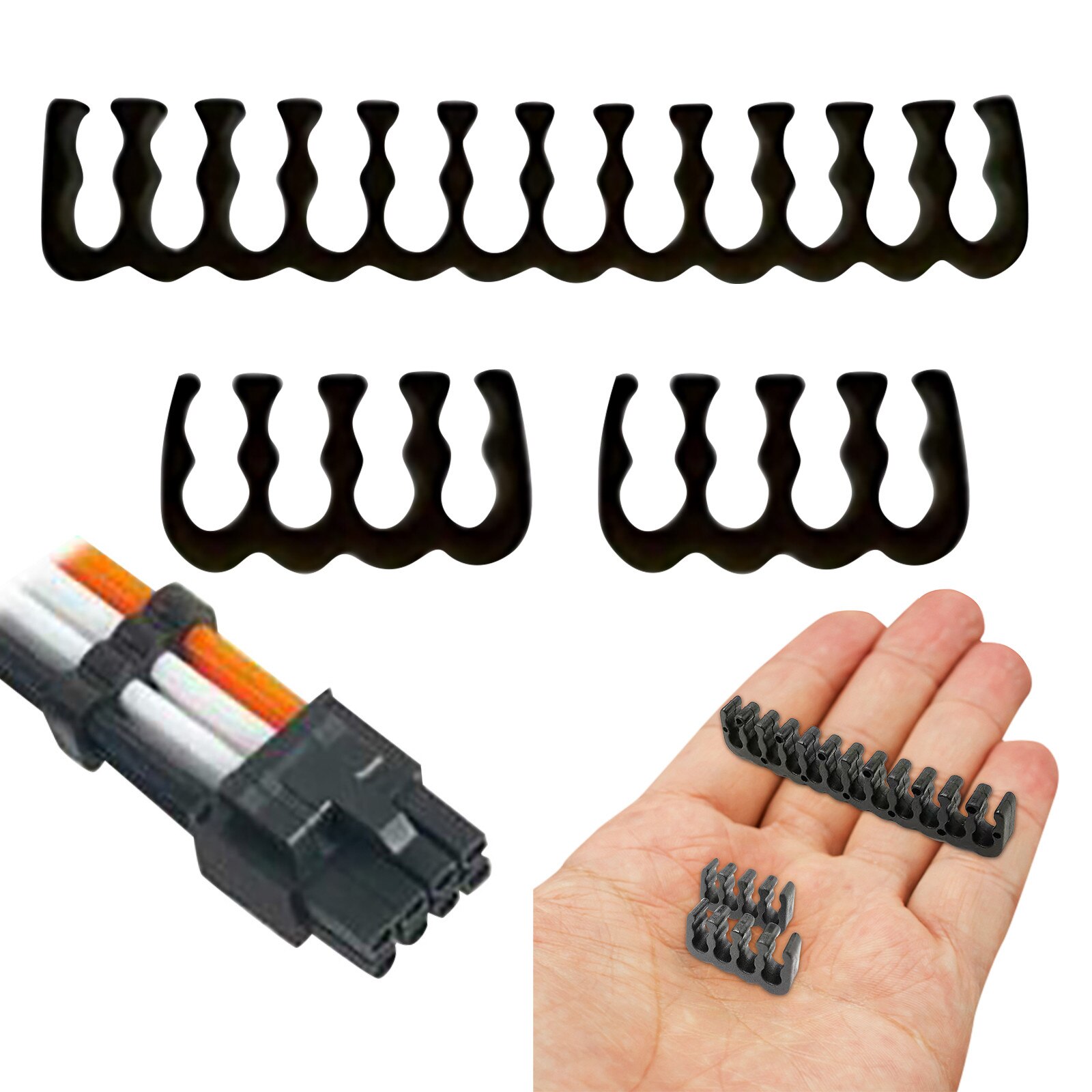 Black Open Cable Comb Set Cable Comb/clip/organizer/dresser For Pc Power Cable Wiring 4/6/8/24 Pin Computer Cables Manager#y30