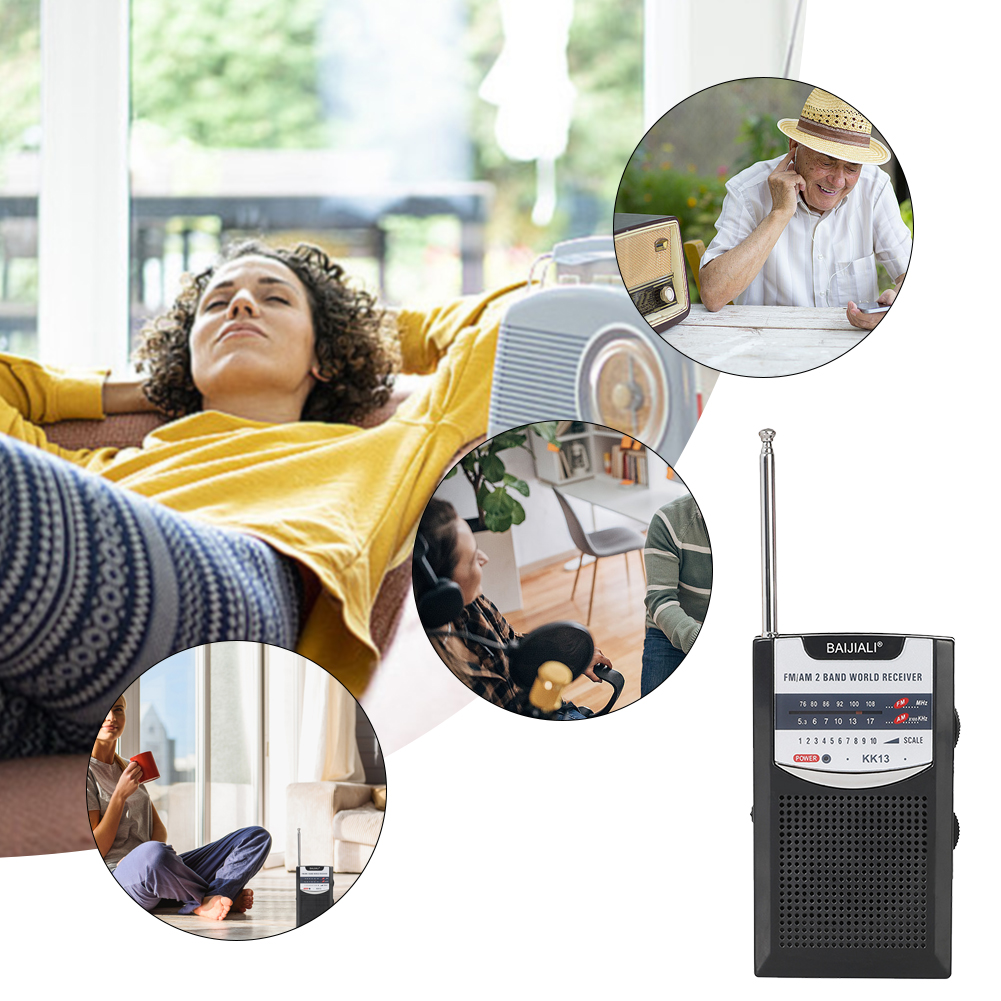 Mini Radio portátil con altavoz incorporado, receptor mundial Retro, Radio de bolsillo con batería, antena telescópica AM/FM para interior del hogar