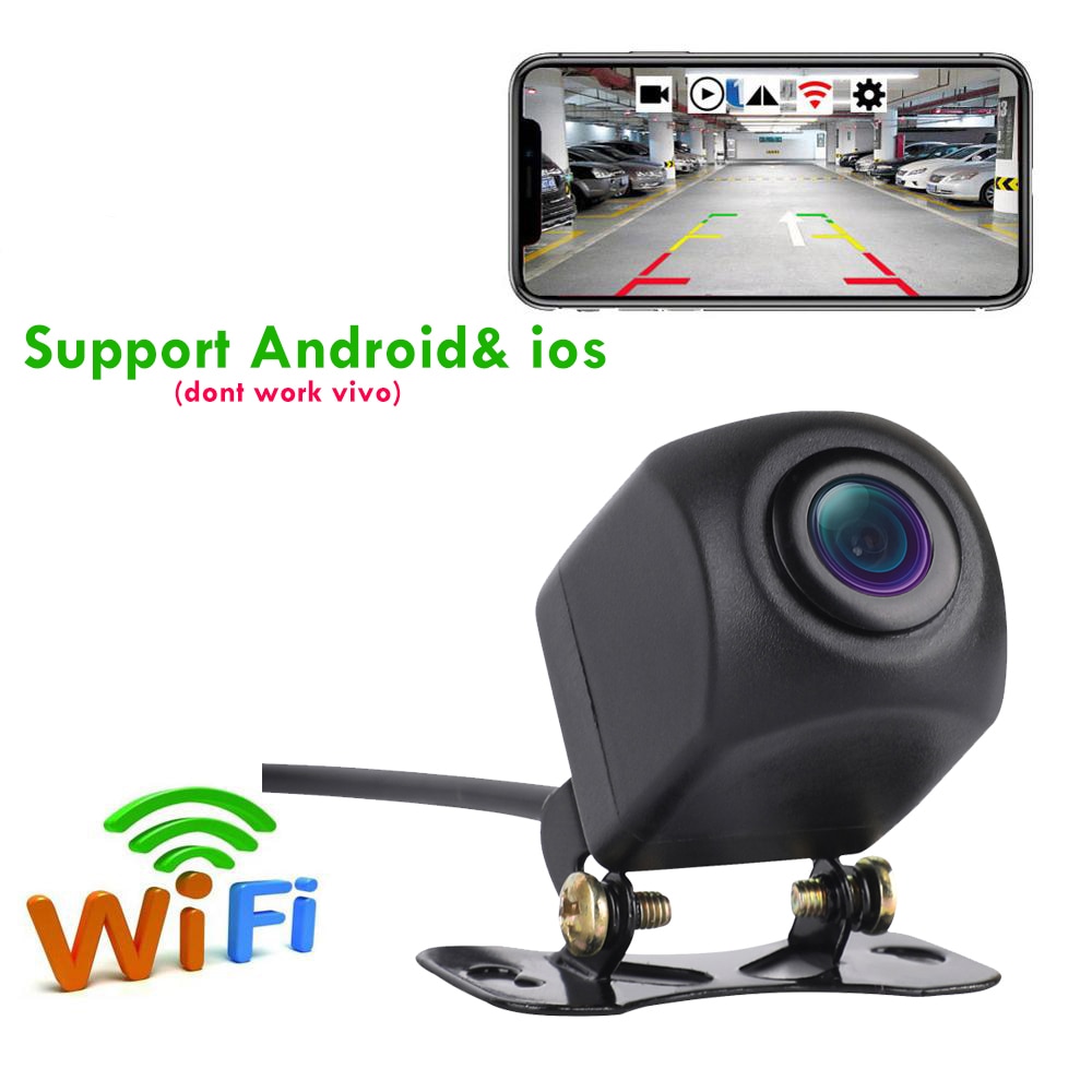 Bil dvr dash cam hd trådløs wifi frontkamera bagfra bakkamera til android & ios mobiltelefon med 5v usb