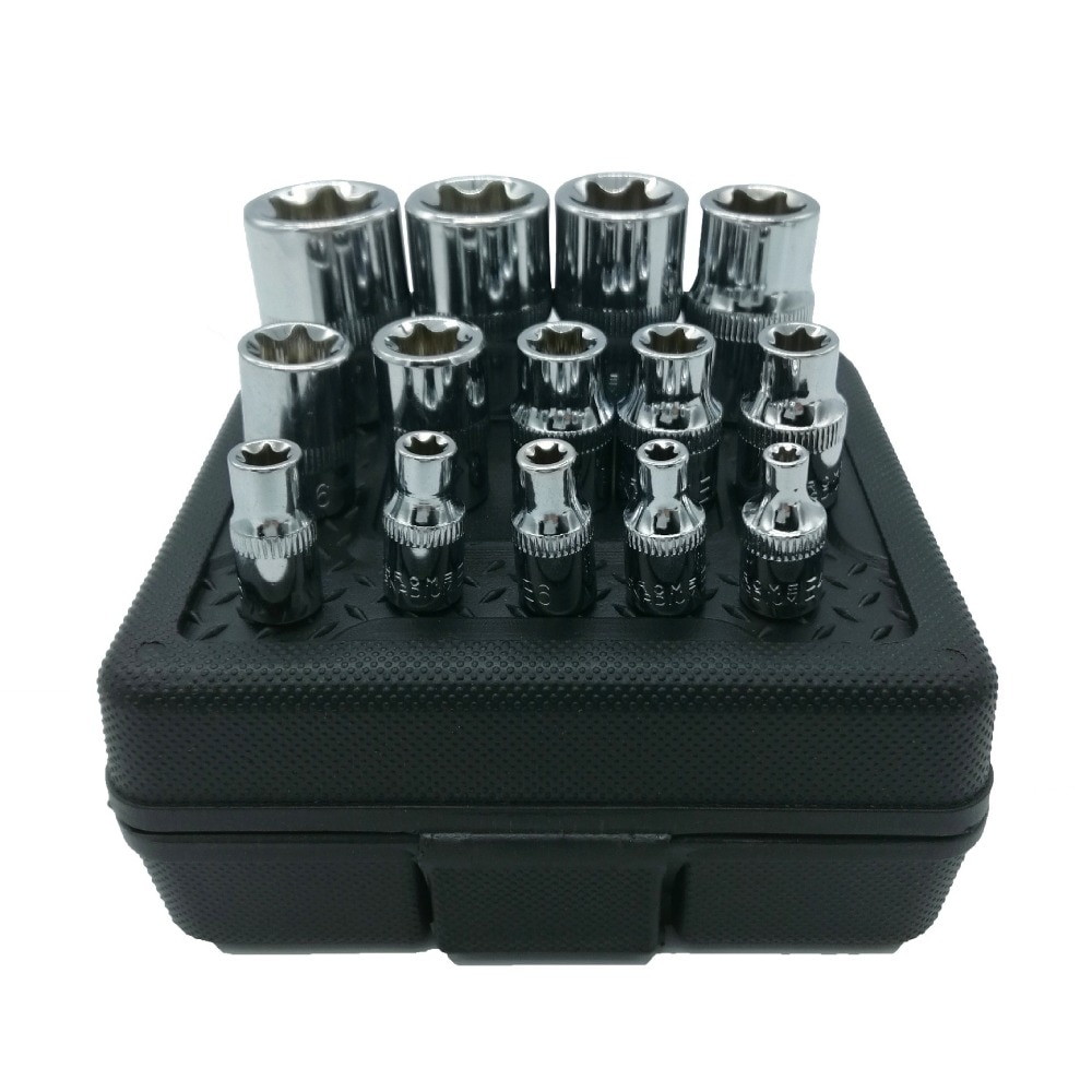 Milda 14 Stks/set E Torx Ster Vrouwelijke Bit Socket Set 1/2 "3/8" 1/4 "Drive E4-e24 Repair Tool Hand Tool Set Hoge Quanlity