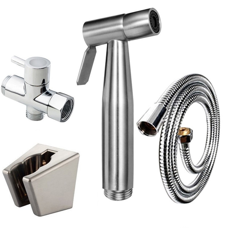 Stainless Steel Toilet Bidet Tap Jet Set Hand Held Shower Bathroom Sprayer Hygienic Shower Spray Gun Home Bathroom Bidet Faucet