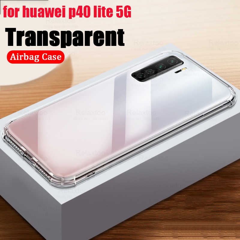 Case For Huawei P40 Lite 5G Soft Silicone Luxury Clear Transparent Four-corner Airbag Cover For P40 Lite 5G Case 6.5"