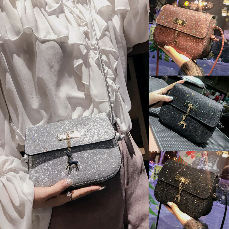 Damenhandtasche aus pu-leder mit glitzer, umhängetasche, crossbody-tasche, envelope-handtasche, hübsche geldbörse, reise- und streetwear-tasche