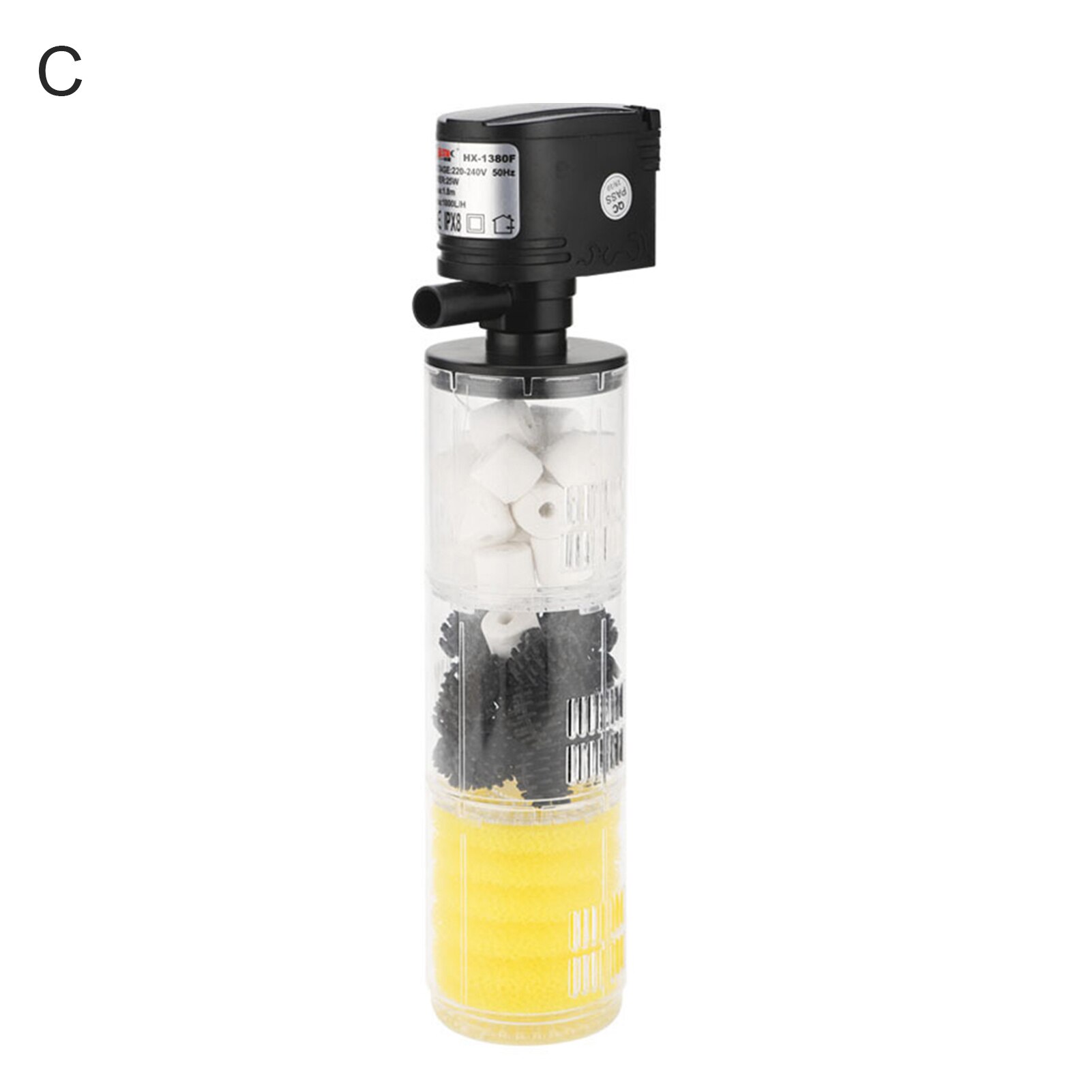 3-in-1 Aquarium Filter Pump Fish Tank Air Oxygen Internal Pump Filter Aeration Oxygen Pump Built-in Water Circulation Device: C  EU Plug