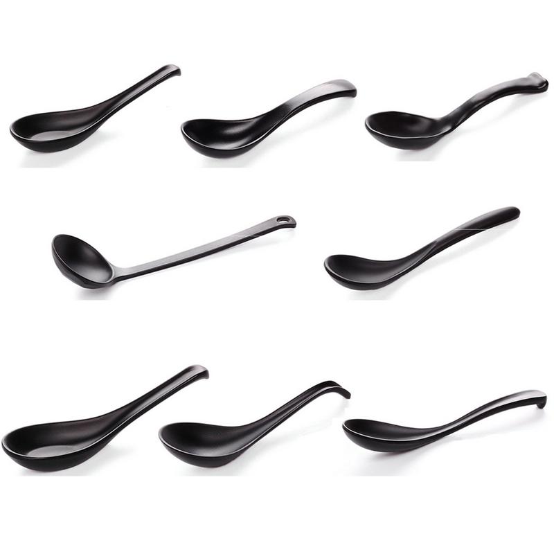 Spoon Soup Spoon Black Matte Ladle Spoon Plastic Japanese Style Melamine Tableware Anti-Fall Tortoise Shell Shaped Spoon