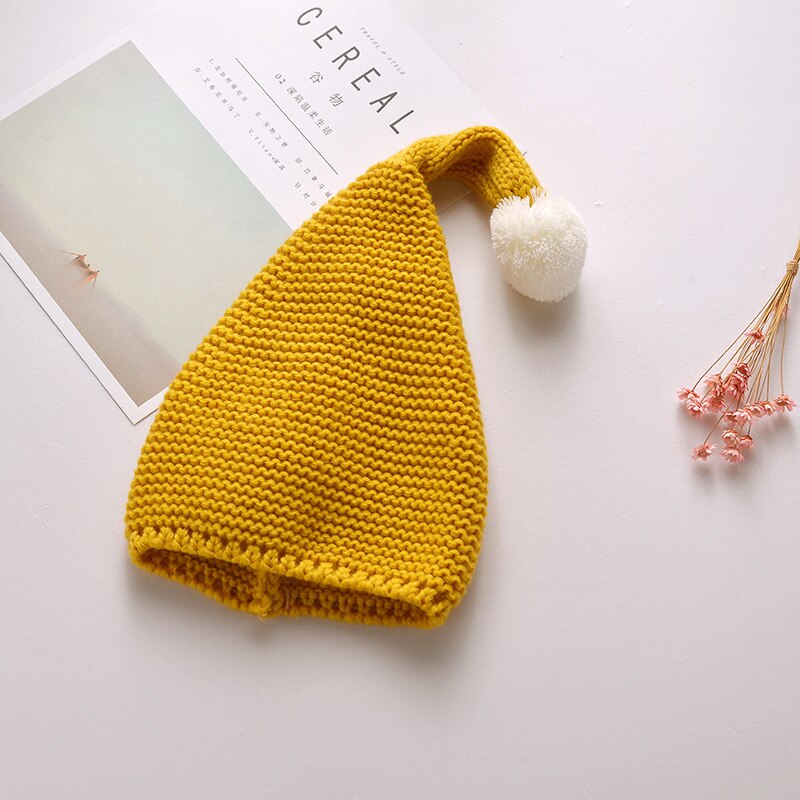 Baby Slouchy Beanie Cap, Casual Solid Color Winter Knit Christmas Elf Hat with Pom Pom for Boys and Girls: 4