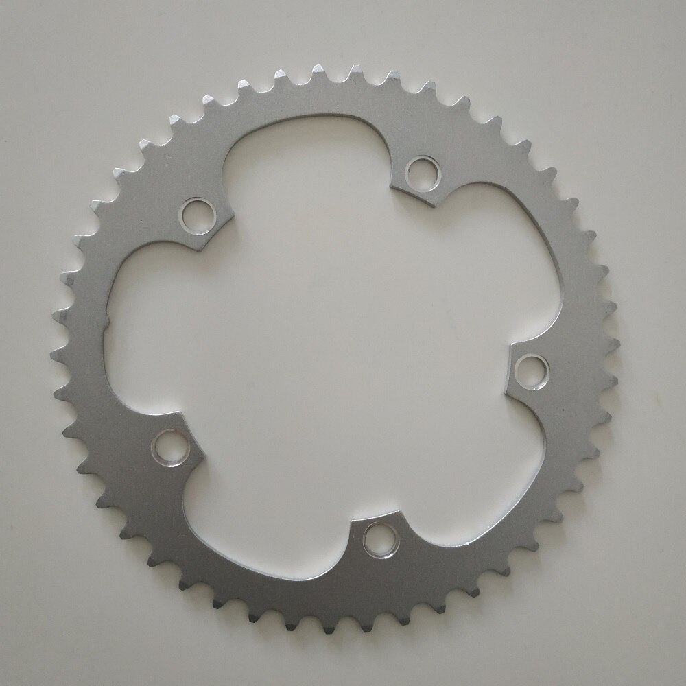 Vägcyklar kedjedrev 130 bcd 38t 39t 40t 42t 44t 46t 48t 50t 52t 53t 56t fällbara cykel kedjehjul cnc silverfärgade ringar: 130 bcd 46t