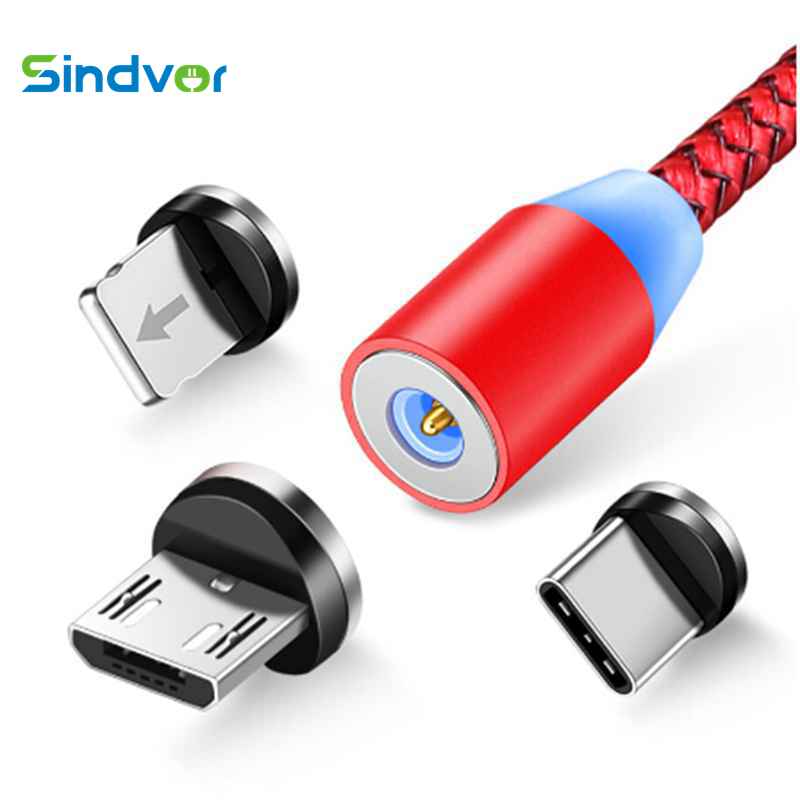 Sindvor 1M LED Magnetic Cable & Micro USB Cable & USB Type C Cable Nylon Braided Type-C Magnet Charger Cable for iPhone Xs Max