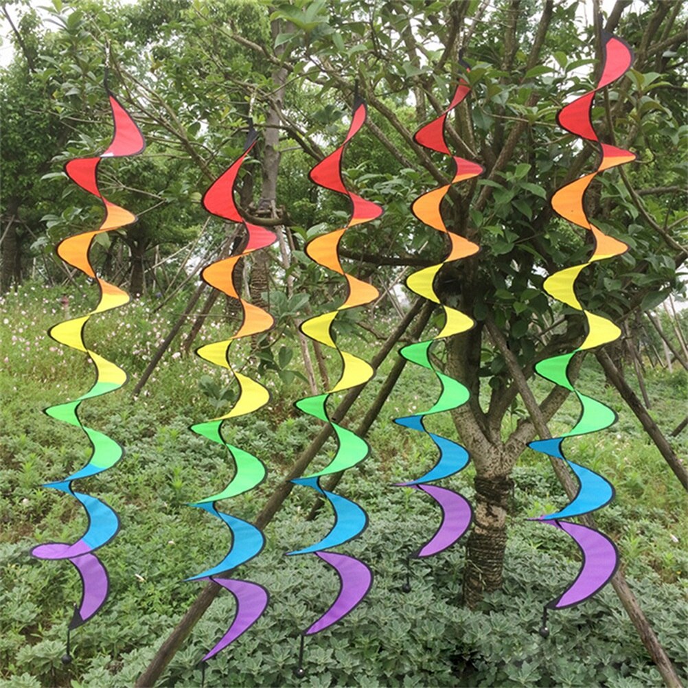 2Pc 110Cm Kleurrijke Wind Strip Regenboog Draaiende Spiraal Wind Strips Outdoor Camping Tent Decoratie, diy Windmolen Wind Strip