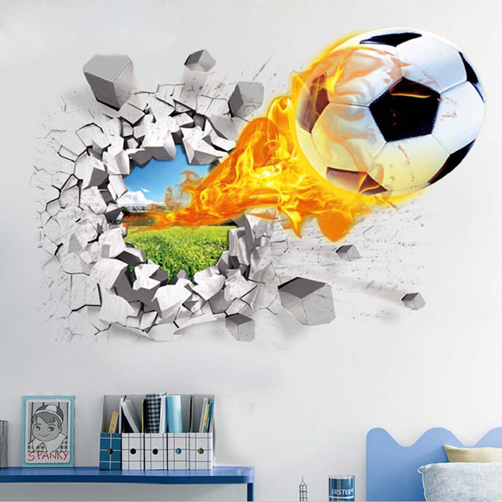 3D Stereoscopische Basketbal Voetbal Muur Plakken Achtergrond Muur Plakken Sticker Kamer Decorateion