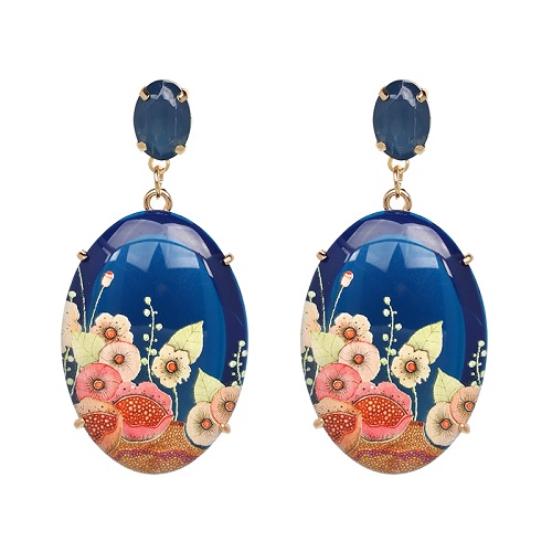 Jujia Bohemian Etnische Big Crystal Flower Oorbellen Bruiloft Sieraden Oorbellen Voor Vrouwen Party Brincos: 51074-BU