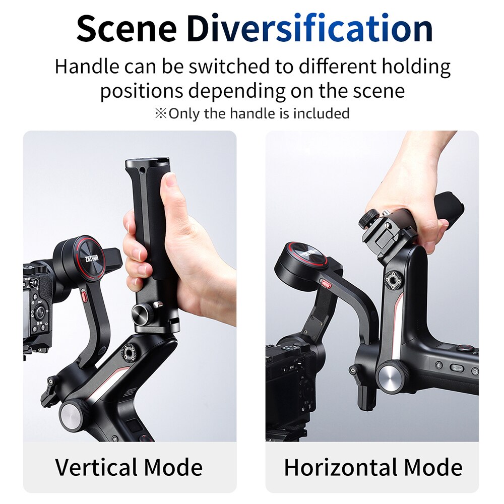 Gimbal Stabilizer Handle Hand Grip Extension Rod with Cold Shoe Mount 1/4" Screw Holes Aluminum Alloy for Zhiyun Weebill-S