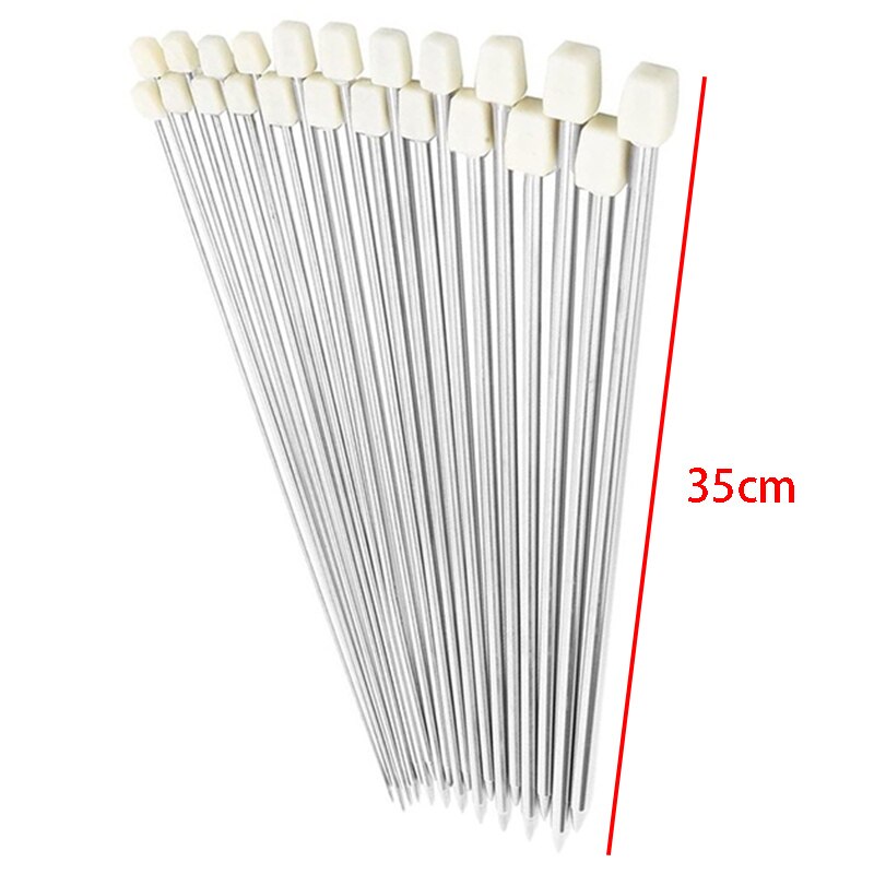 Práctico juego de agujas de tejer de acero inoxidable de 35cm, herramienta de ganchillo de una sola punta, agujas de tejer para manualidades, 2,0mm-8,0mm