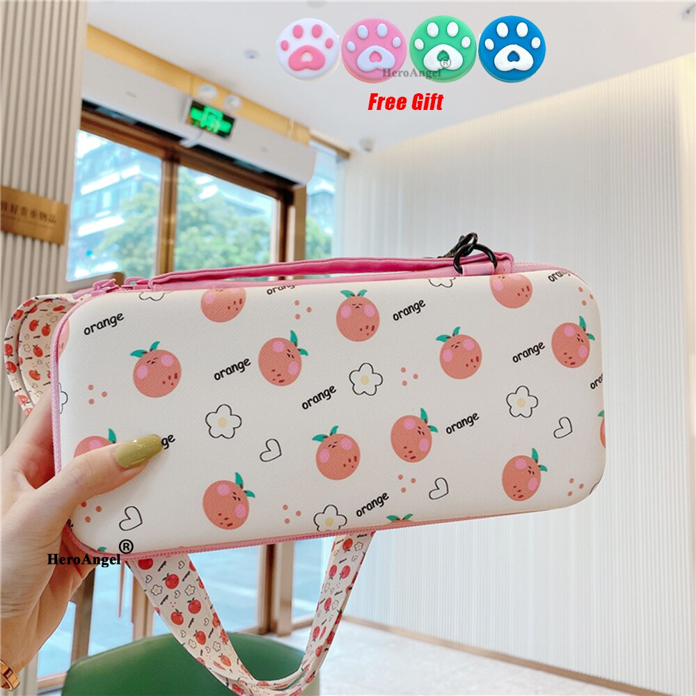 Portable Shoulder Strap Lanyard Travel Storage Bag For Nintendo Switch Game Console Box Shell Cover Cute Fruits Protective Case: SG02