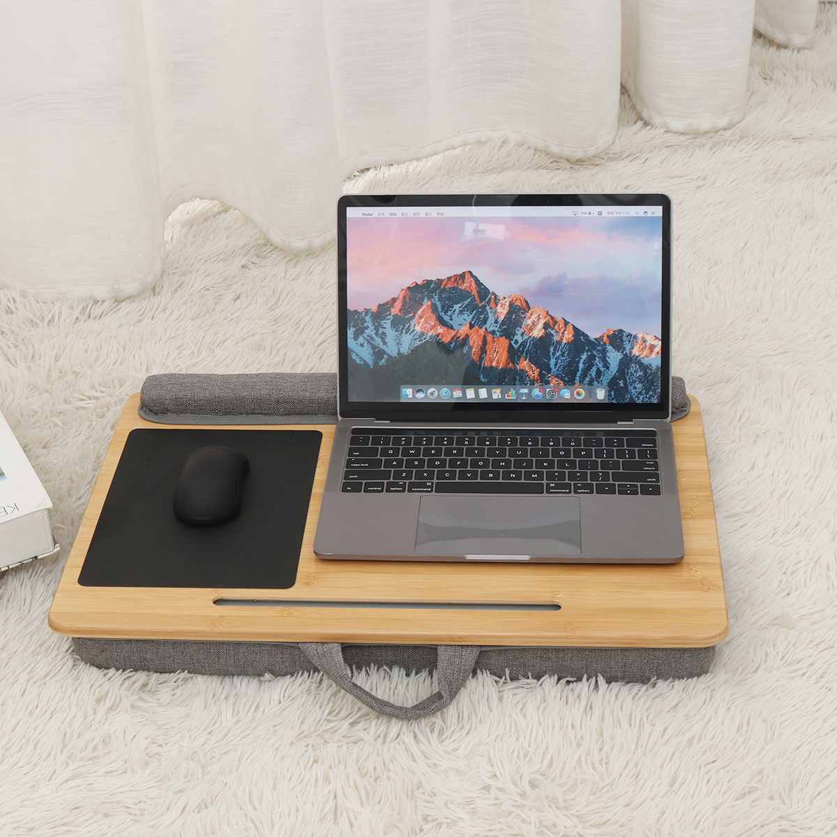 Portable Laptop Desk Tray Laptop Table with Mouse Pad Wrist Support Cushion Portable Lightweight Lapdesks Tablet Phone Holder