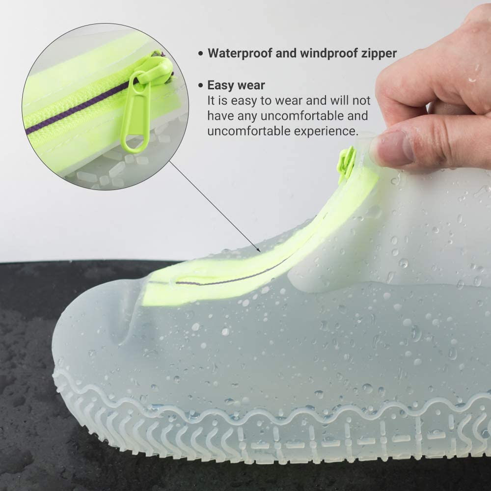 Couvre-chaussures imperméables en Silicone, surchaussures lavables, réutilisables avec fermeture éclair, résistantes aux bottes de pluie antidérapantes, pour hommes et femmes