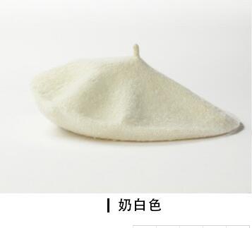 dame vårvinter basker lue malerstil lue kvinner ull årgang basker ensfarget lue damepanser varm ganglue: Hvit