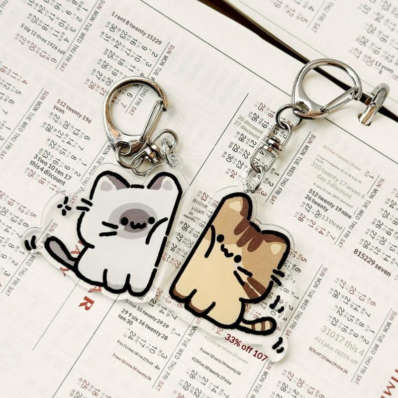 Cartoon katten sleutelhanger voor stellen, een schattige hanger voor op de rugzak of schooltas.