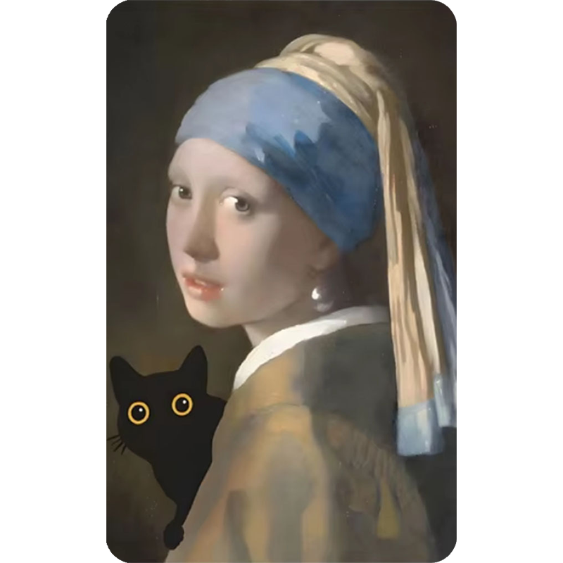 Funny Art Matisse Monet Black Cat Van Gogh Refrigerator Magnet,suitable for Home Kitchen,refrigerator Wall Door,officedecoration: WHITE
