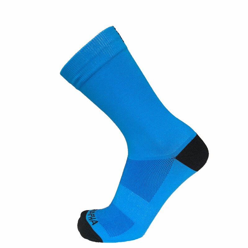 Calcetines de Ciclismo profesionales para hombre y mujer, calcetín de deporte corto, transpirables, para Ciclismo de carretera y exteriores, Rapha: long blue