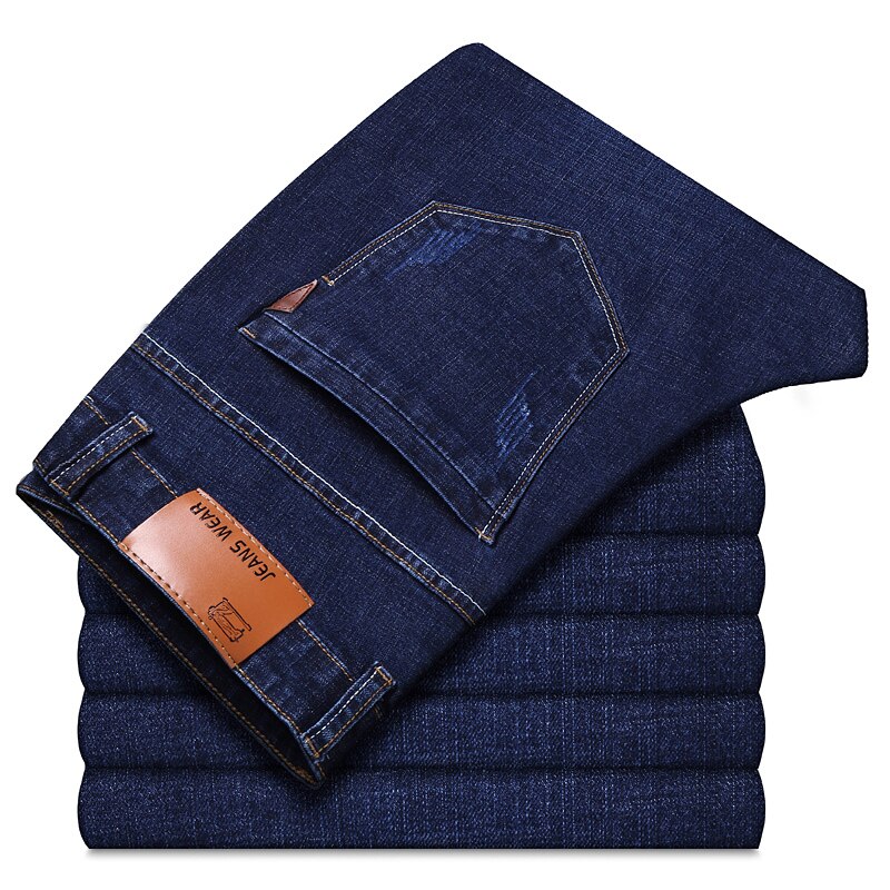 Talvi mies farkut business casual farkkuhousut miesten siniset suorat farkut joustavat housut iso koko 29-35 38 40 42 44: Sininen / 35