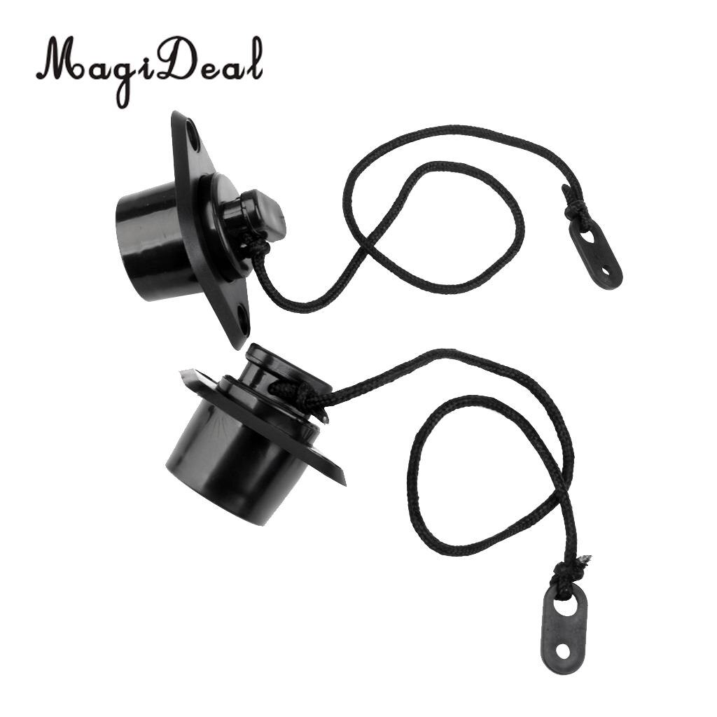 MagiDeal 2Pcs PVC Scupper Drain Valve Cap Boat Accessory for Drift Kayak Inflatable Boat Dinghy Speedboats Black