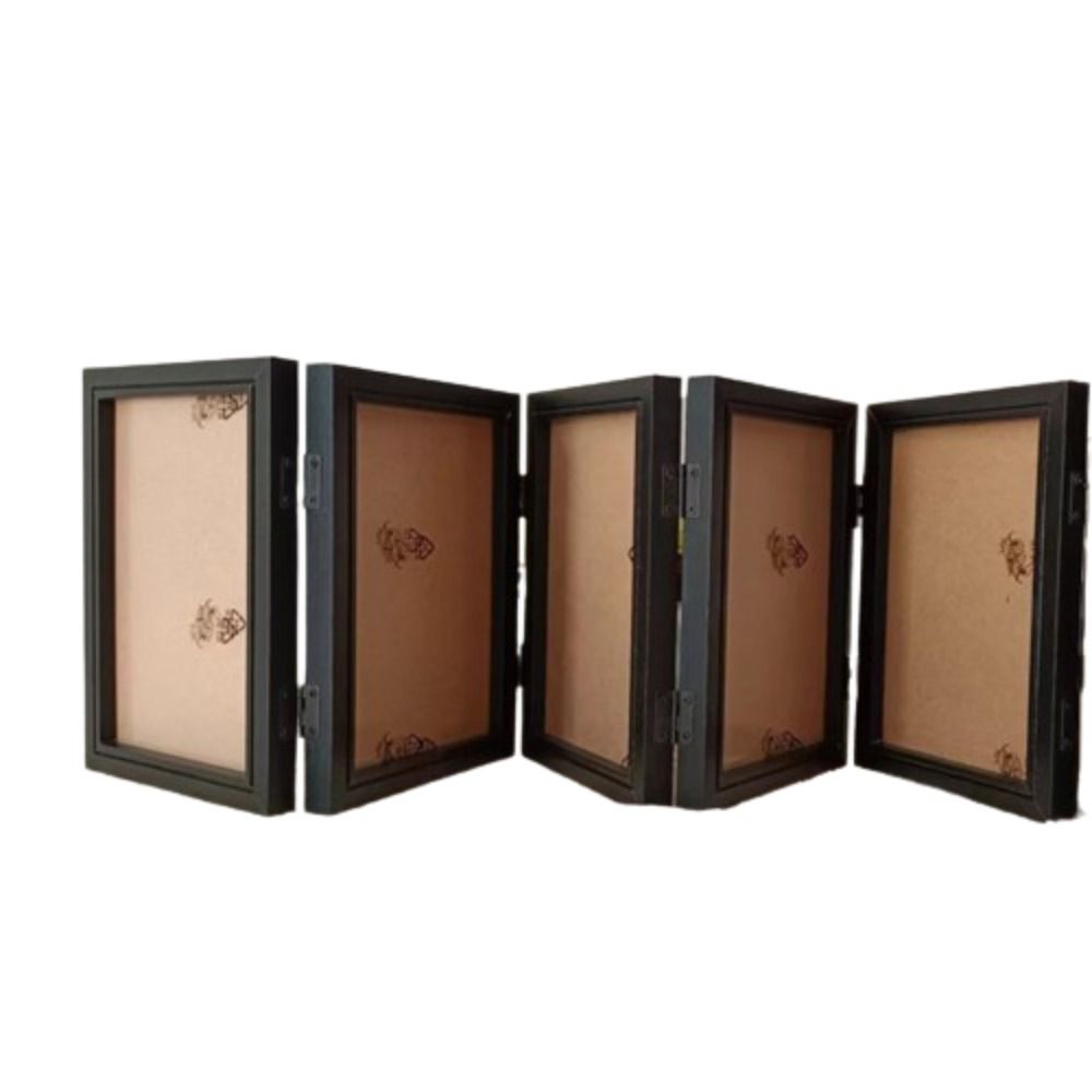 Foldable Hinge Photo Frame Double/Triple Wooden Desktop Album Set 2/3/4/5 Linked 6/7/8 Inches Combination Folding Frame: army green