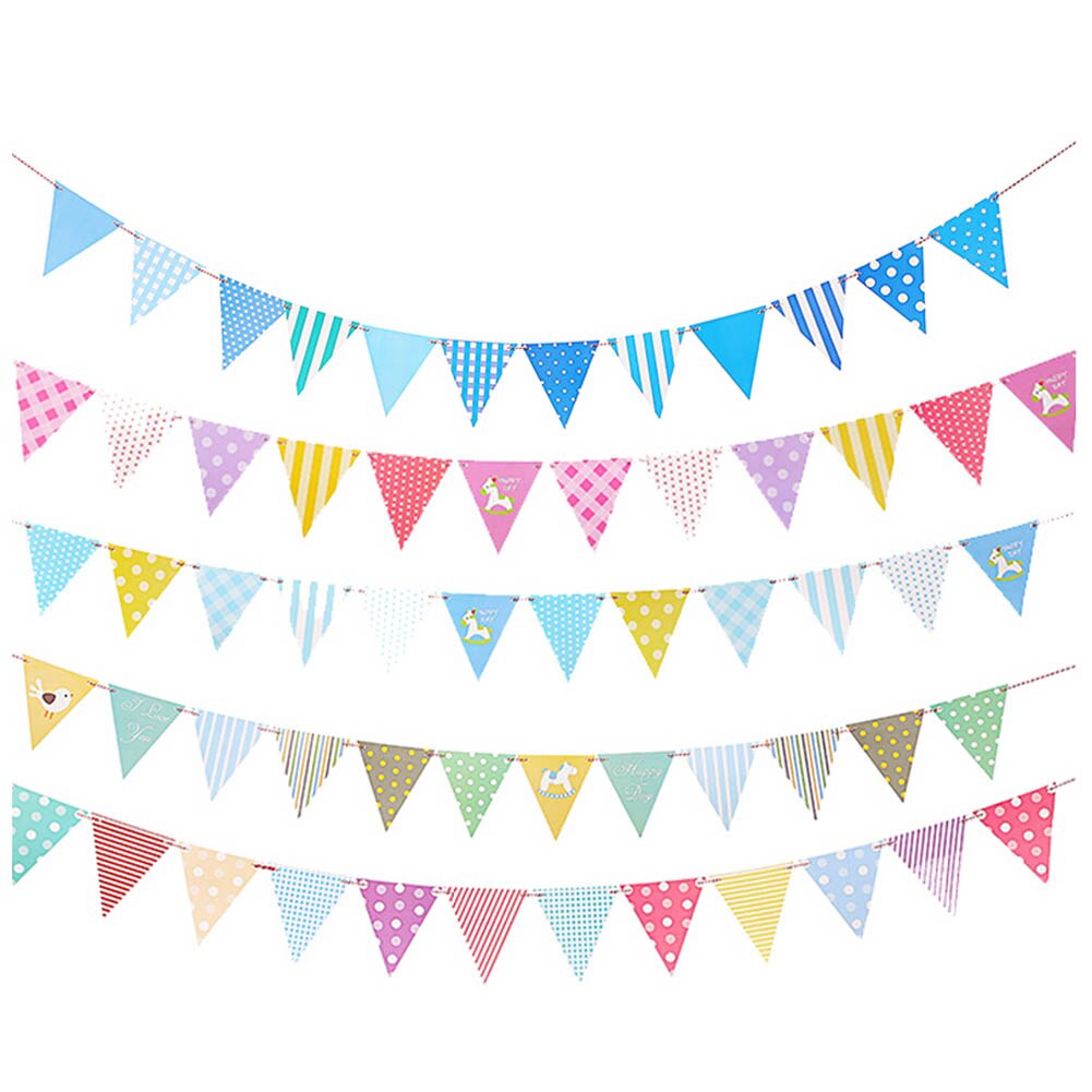 1 sett fargerikt papir/klut flagg banner & flagg krans blomsterbunting bannere gjør det selv-barn bursdag/bryllupsfest dekorasjon rekvisita