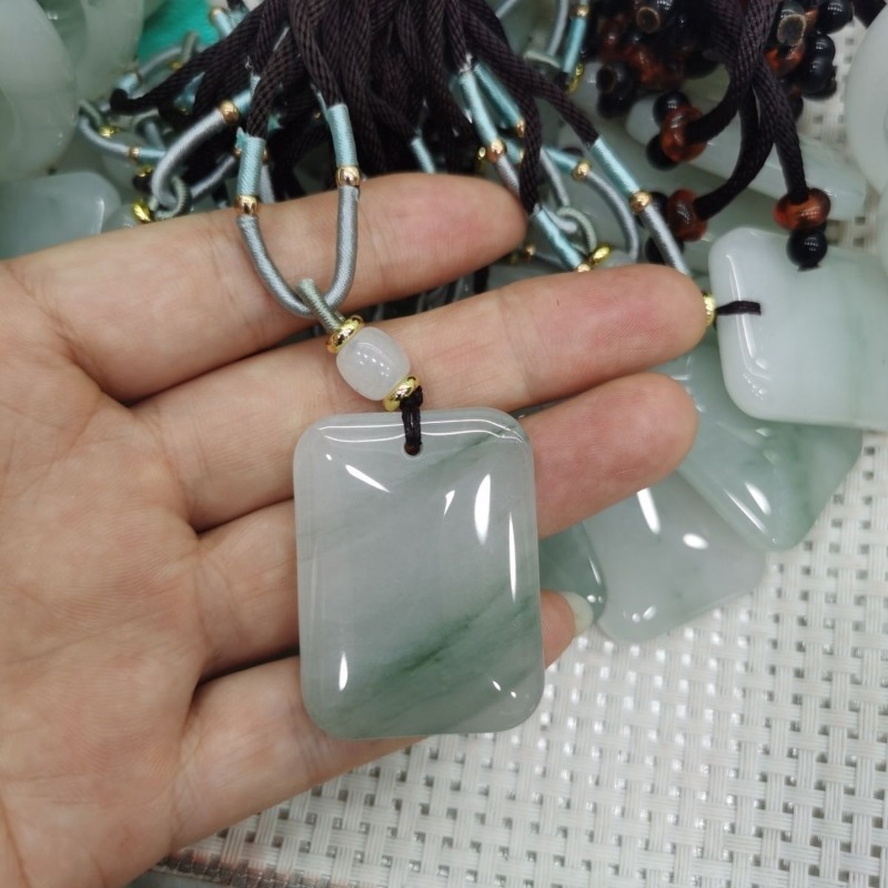 Ping An Brand Jade Pendant Floating Flowers Tianshan Cui Ping An Brand Pendant for Men and Women Pendant Neck Ornaments .